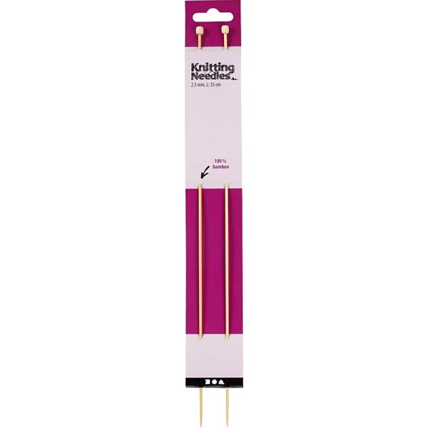 Sticknålar nr 2.5, L: 35 cm, bambu