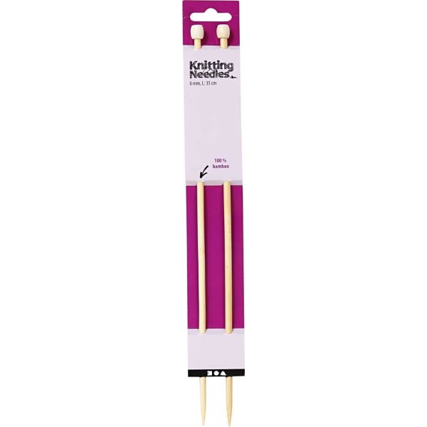 Sticknålar nr 6, L 35 cm, bambu