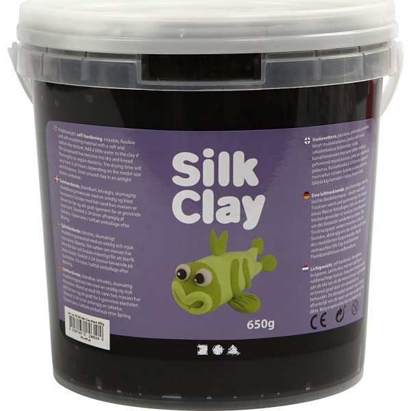 Modellera Silk Clay 650g svart