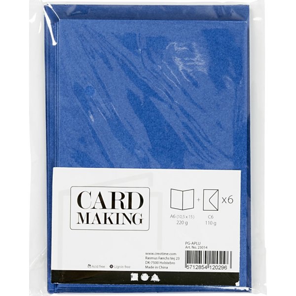 Brevkort och kuvert 6 set blå