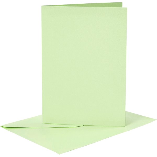Brevkort och kuvert 6 set ljusgröna