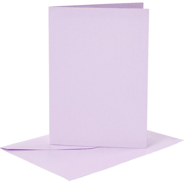 Brevkort och kuvert 6 set lila