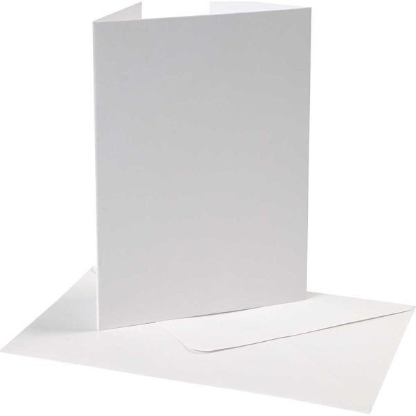 Kort med mellanöppning och kuvert 10 set vit
