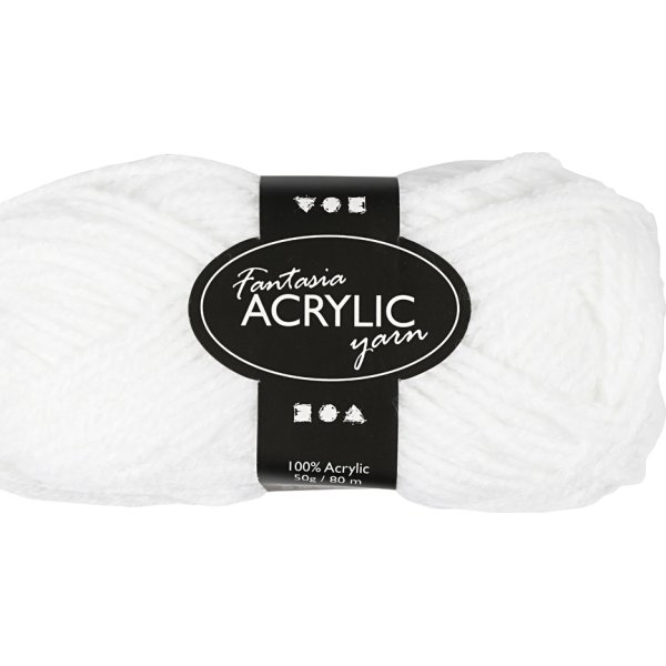 Akrylgarn Fantasia 50g vit