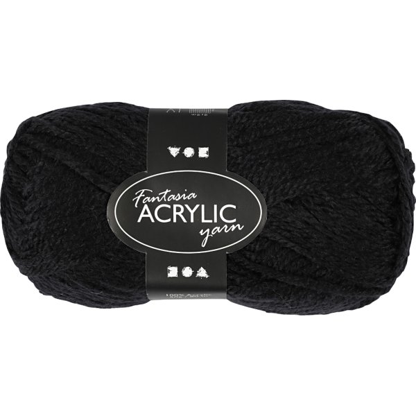 Akrylgarn Fantasia 50g svart