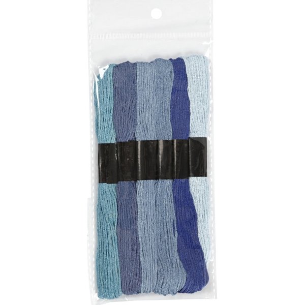 Broderigarn 6 buntar blå harmoni