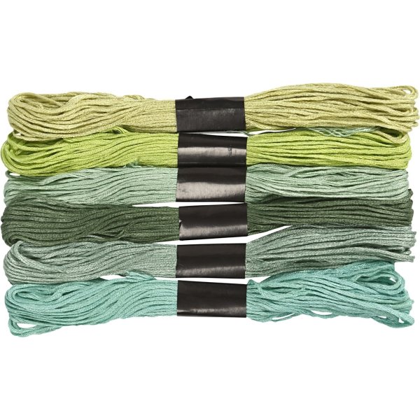 Broderigarn 6 buntar grön harmoni