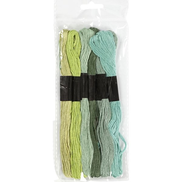 Broderigarn 6 buntar grön harmoni