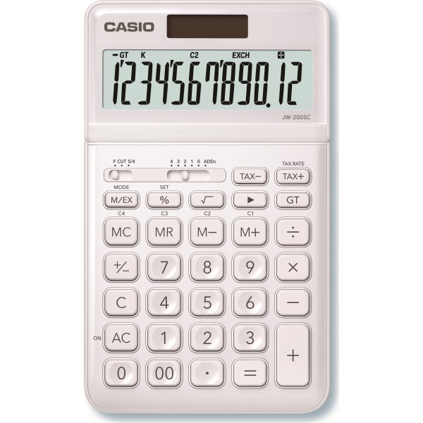 Casio JW-200TW bordsräknare, vit