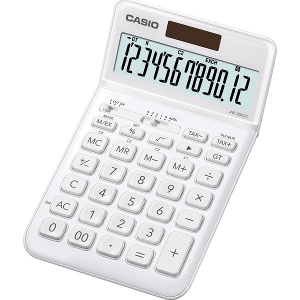 Casio JW-200TW bordsräknare, vit