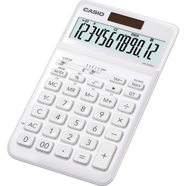 Casio JW-200TW bordsräknare, vit