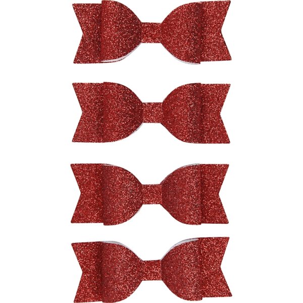 Rosetter Vivi Gade 31x85 mm 4 st Glitter Röd