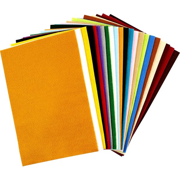 Hobbyfilt 20x30 cm 24 ark blandade färger