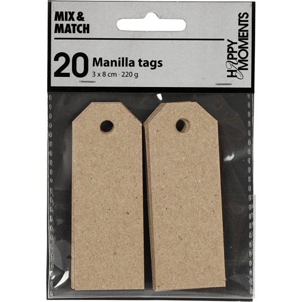 Manillamärken Happy Moments 3x8 cm 20 st Natur