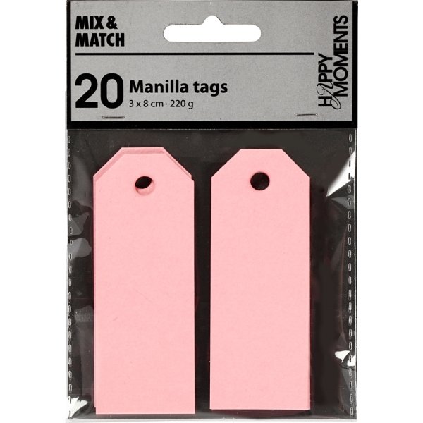 Manillamärken Happy Moments 3x8 cm 20 st Rosa