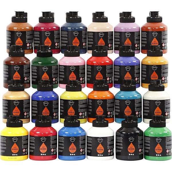 Akrylfärg Pigment 24x500 ml mixade färger