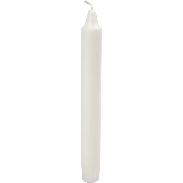 Kronelys i ren stearin, 2,3 x 20 cm, hvid, 30 stk