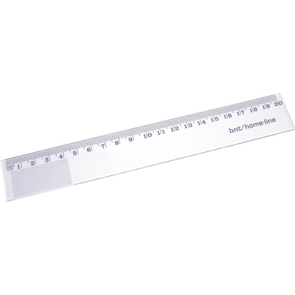 Linjal, glasklar plast, 20 cm