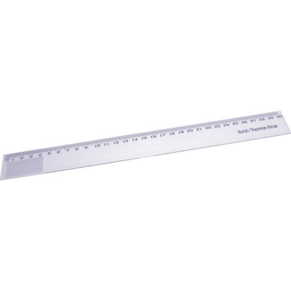 Linjal, glasklar plast, 30 cm