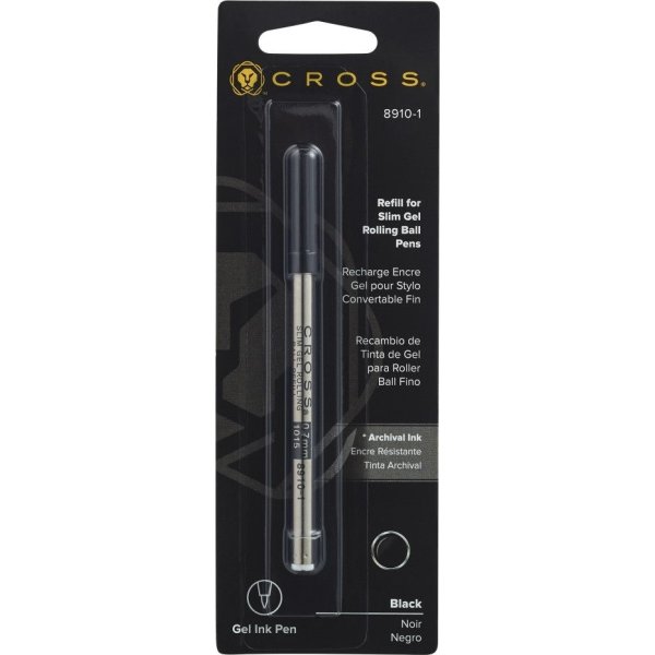 Cross rollerball refill slim, svart, medium