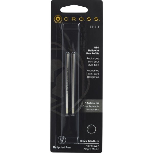 Cross D-1 Mini Refill, medium, svart, 2 st.