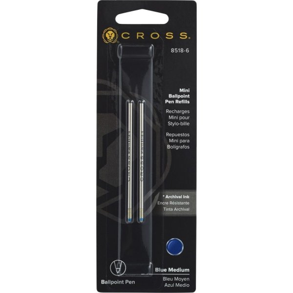 Cross D-1 Mini Refill, medium, blå, 2 st.