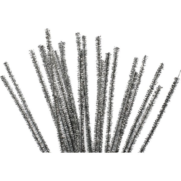 Piprensare Chenille 6 mm 24 st Silver