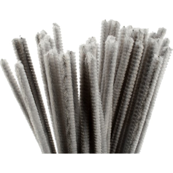 Piprensare Chenille 6 mm 50 st Grå