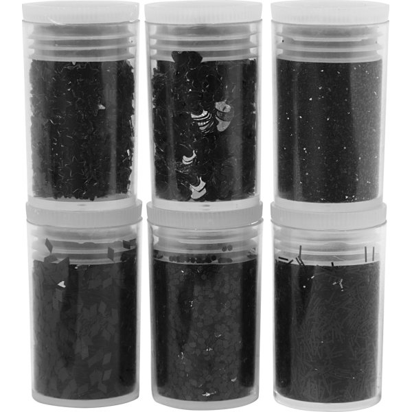 Glitter och paljetter Svart 6x 5 g