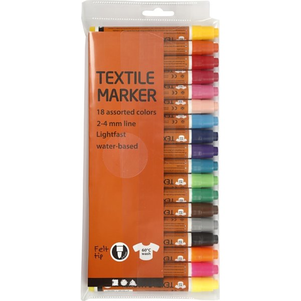 Textilpennor | 2-4 mm | 18 färger