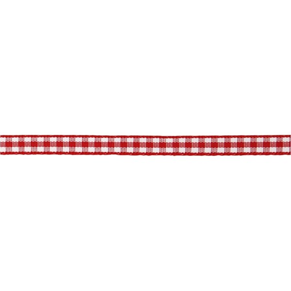 Dekorationsband | Rutat | 6mm x 50m | Röd/vit