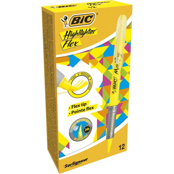 Överstrykningspenna Bic Flex Gul
