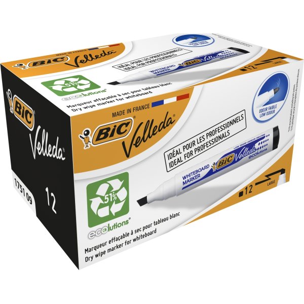 Bic whiteboardmarker 3-5,8mm, skrå spids, sort