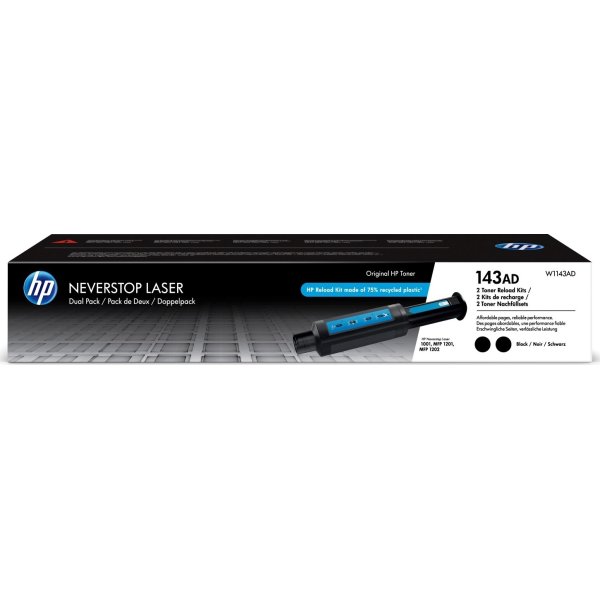 Neverstop reserve lasertoner HP 143AD Svart