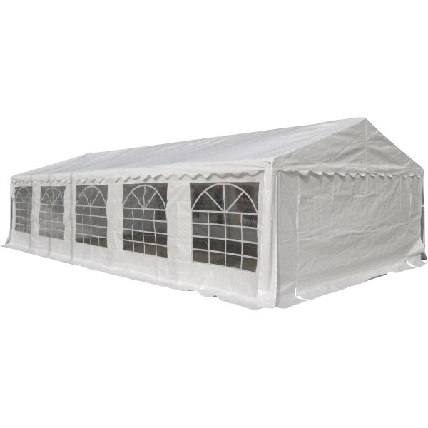 Lyxigt partytält 5x10 m, 56 personer, PVC, vit