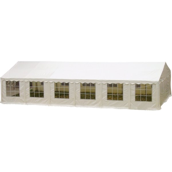 Lyxigt partytält 6x12 m, 80 personer, PVC, vitt