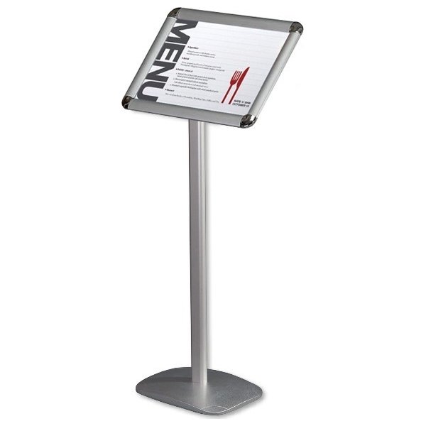 Skylthållare på stativ, Clip-on-ram, A3, aluminium