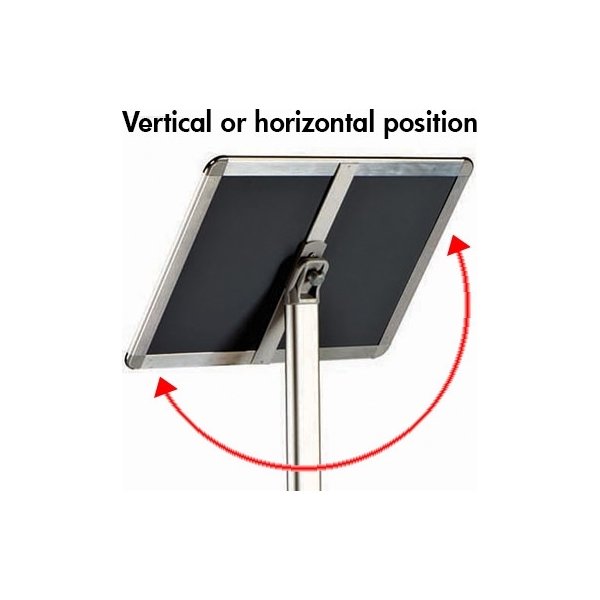 Skylthållare på stativ, Clip-on-ram, A3, aluminium