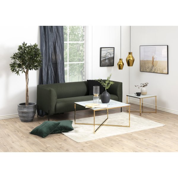 Alisma sofabord, Glas/Krom, Hvid