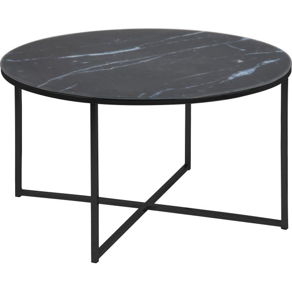 Alisma sofabord, Metal/Glas, Rundt, Sort