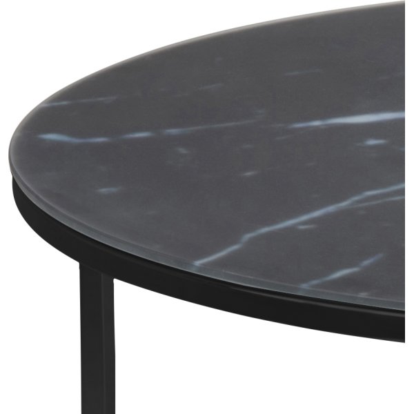 Alisma sofabord, Metal/Glas, Rundt, Sort