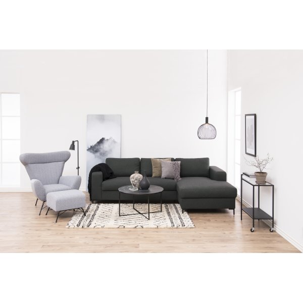 Alisma sofabord, Metal/Glas, Rundt, Sort