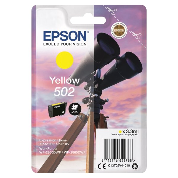 Epson T502 blækpatron, gul