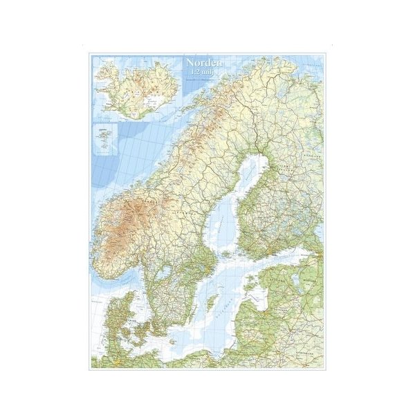 Karta Norden rullad i tub 77,5x102cm