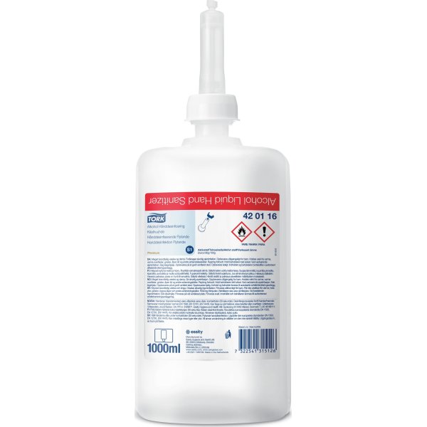 Tork S1 Premium Hånddesinfek. 80% | Flydende | 1 L