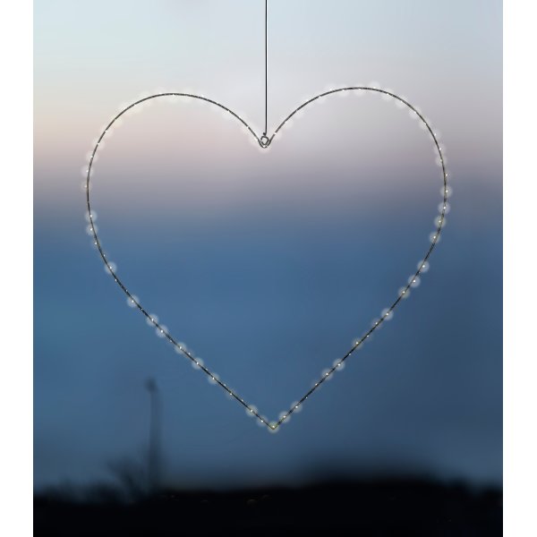 Hjärta med LED, Ø40 cm, Svart/Varm Vit