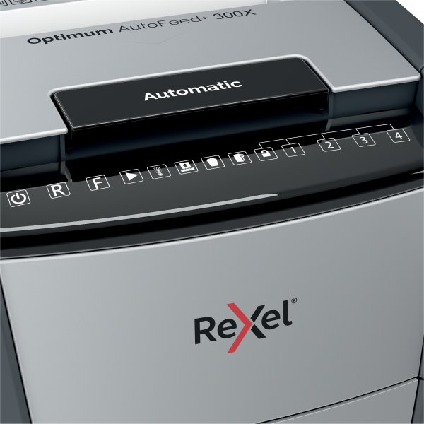 Dokumentförstörare Rexel Auto+ 300X korsstrimling