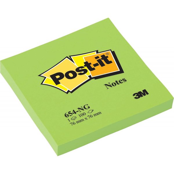 Post-it memoblock 76x76 mm, neongrön