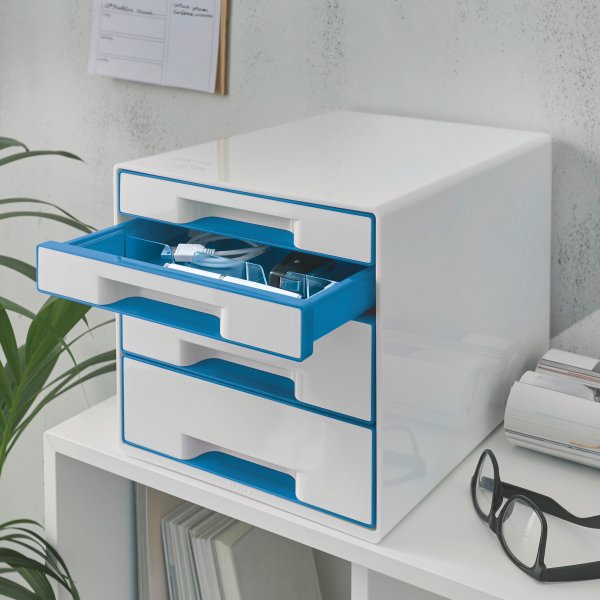 Leitz Wow Cube förvaringsbox, 4 lådor, blå