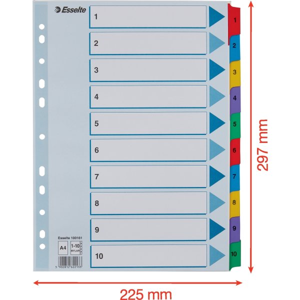 Esselte Mylar register A4, 1-10